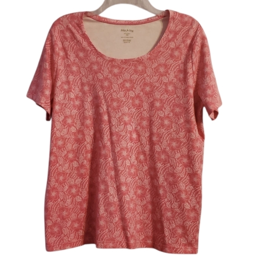 White Stag Women's Floral Cotton Pink Shirt Top XXL 20